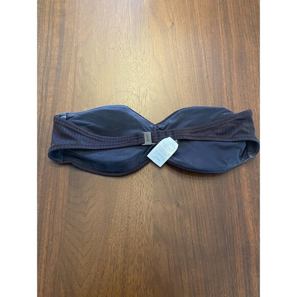 Onia Allegra Button- Embellish Bandeau Bikini Top in Black Small - Picture 9 of 13